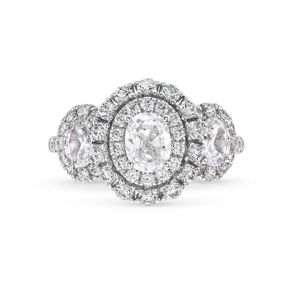 2 CT. T.w. Oval Diamond Past Present FutureÂ® Double Frame Engagement Ring in 14K White Gold