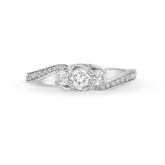 1/2 CT. T.w. Diamond Past Present FutureÂ® Bypass Shank Engagement Ring in 10K White Gold