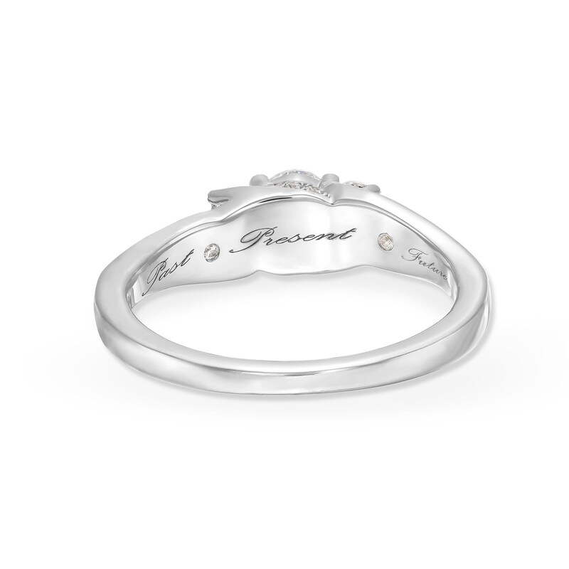 Main Image 5 of 1/2 CT. T.W. Diamond Past Present Future® Bypass Shank Engagement Ring in 10K White Gold