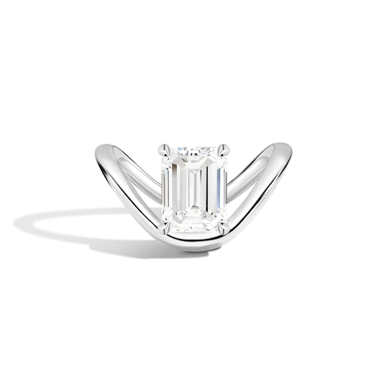 Zales x Shahla 2 CT. Certified Emerald-Cut Lab-Grown Diamond Solitaire Zaha Dip Engagement Ring in Platinum