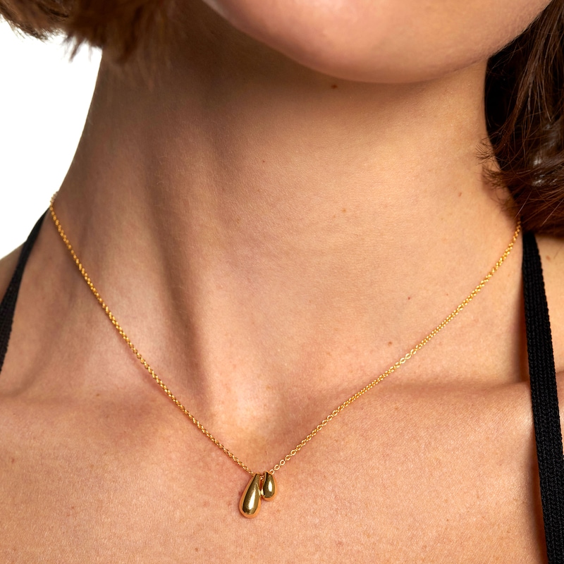 Main Image 2 of PDPAOLA™ at Zales Double Teardrop Necklace in Sterling Silver with 18K Gold Plate - 19.5"