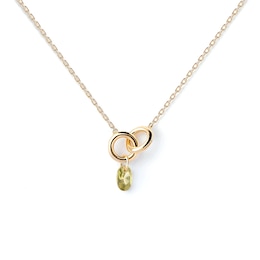 PDPAOLA™ at Zales Oval Green Cubic Zirconia Dangle Interlocking Circles Necklace in Sterling Silver with 18K Gold Plate