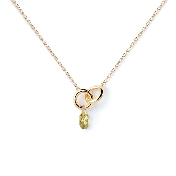 PDPAOLA⢠at Zales Oval Green Cubic Zirconia Dangle Interlocking Circles Necklace in Sterling Silver with 18K Gold Plate