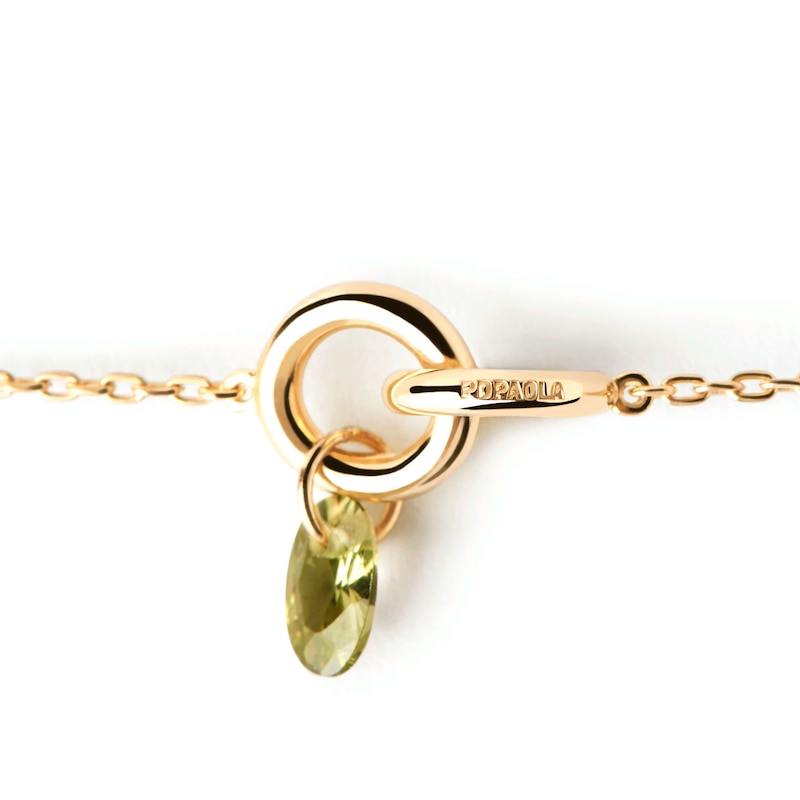 Main Image 2 of PDPAOLA™ at Zales Oval Green Cubic Zirconia Dangle Interlocking Circles Necklace in Sterling Silver with 18K Gold Plate