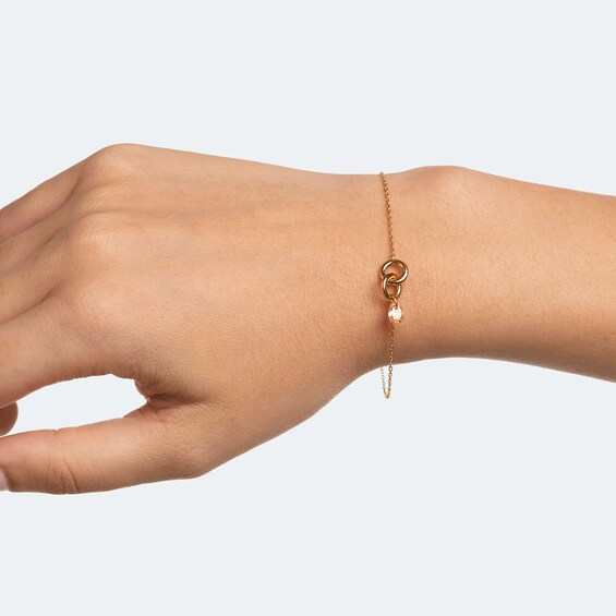 PDPAOLAâ¢ at Zales Oval Pink Cubic Zirconia Dangle Interlocking Circles Bracelet in Sterling Silver with 18K Gold Plate