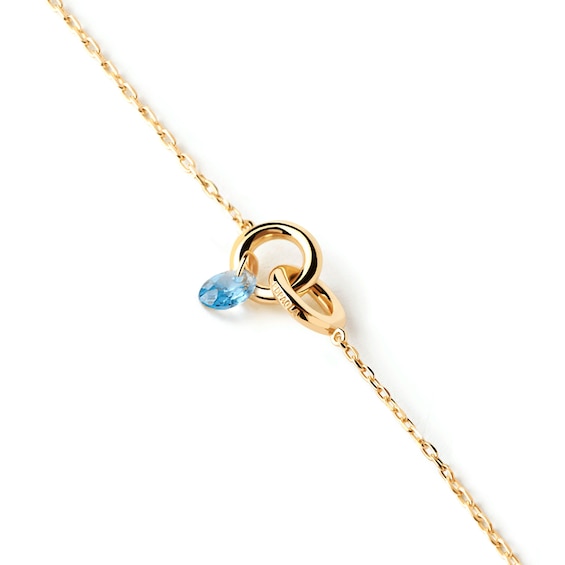 PDPAOLA⢠at Zales Oval Blue Cubic Zirconia Dangle Interlocking Circles Bracelet in Sterling Silver with 18K Gold Plate