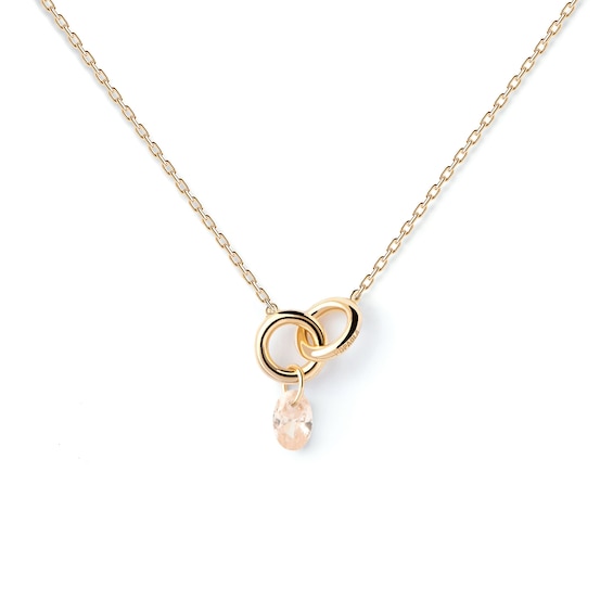 PDPAOLAâ¢ at Zales Oval Pink Cubic Zirconia Dangle Interlocking Circles Necklace in Sterling Silver with 18K Gold Plate