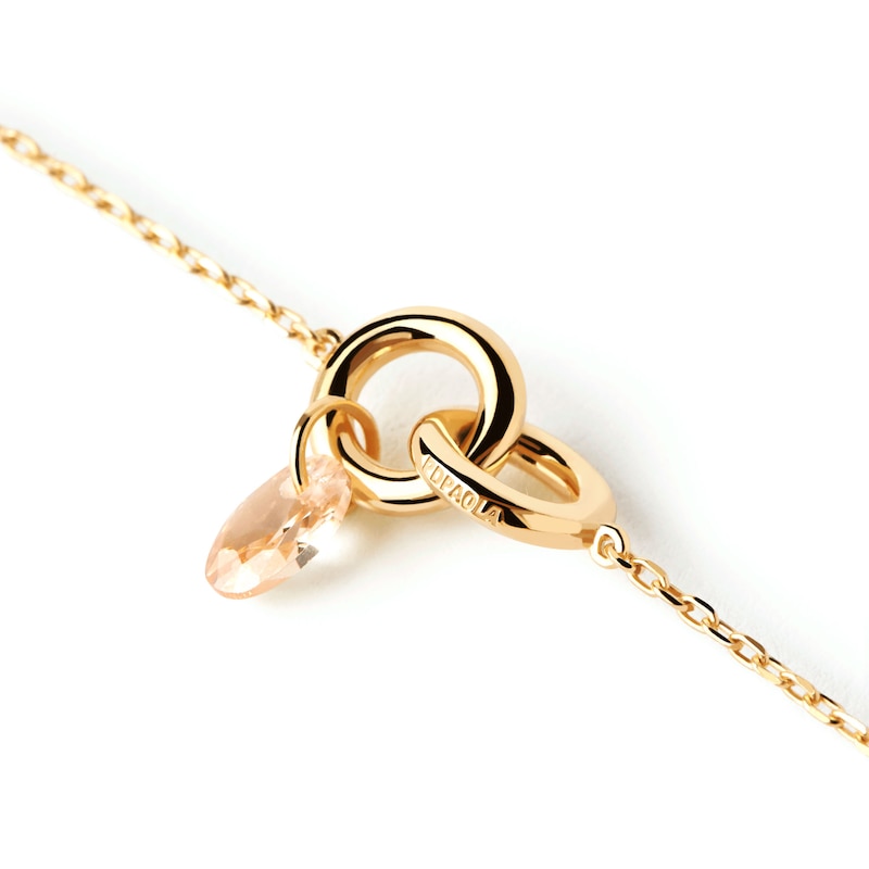 Main Image 3 of PDPAOLA™ at Zales Oval Pink Cubic Zirconia Dangle Interlocking Circles Necklace in Sterling Silver with 18K Gold Plate