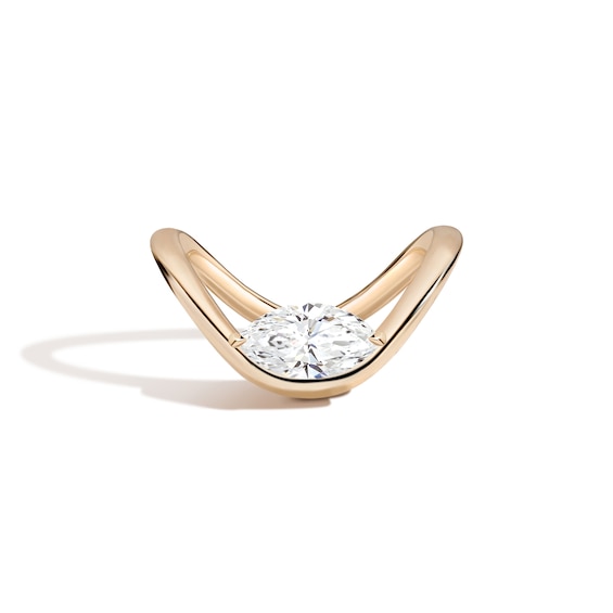 Zales x Shahla 1-1/2 CT. Certified Marquise Lab-Created Diamond Solitaire Zaha Dip Engagement Ring in 14K Gold (F/Vs2)