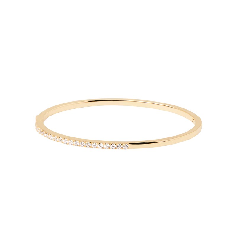 PDPAOLA™ at Zales Cubic Zirconia Hinged Bangle in Sterling Silver with 18K Gold Plate - 6.82"