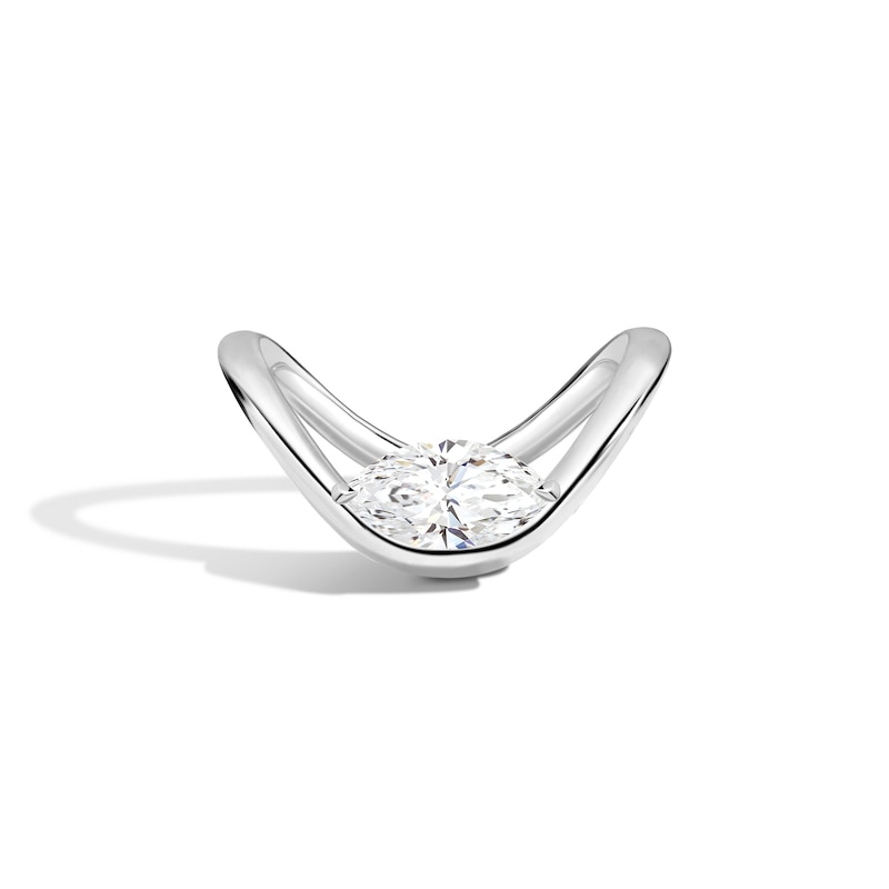 Main Image 1 of Zales x SHAHLA 1-1/2 CT. Certified Marquise Lab-Grown Diamond Solitaire Zaha Dip Engagement Ring in 14K White Gold
