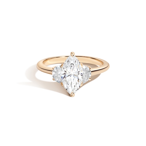 Zales x Shahla Certified Marquise Lab-Grown Center Diamond 2-1/3 CT. T.w. Arch Three Stone Engagement Ring in 18K Gold