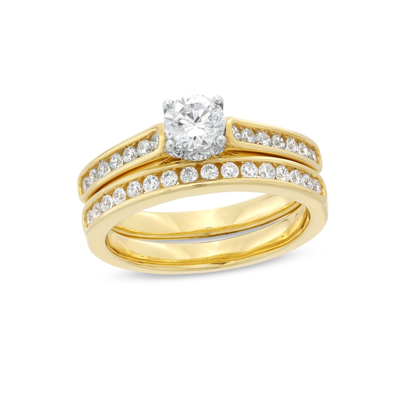 Main Image 1 of 1 CT. T.W. Diamond Channel Bridal Set in 14K Gold