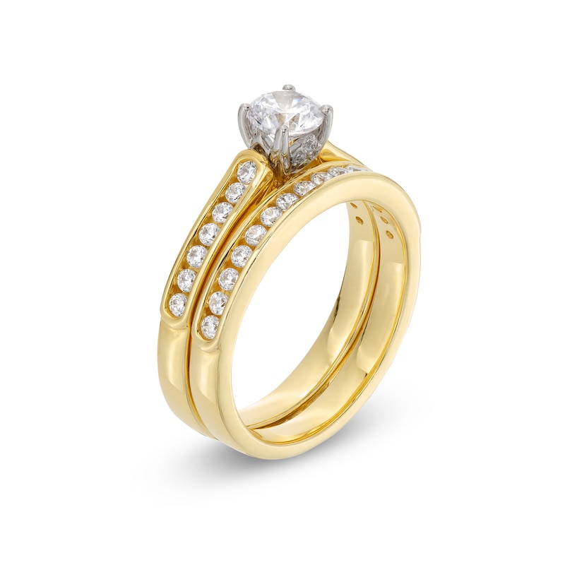 Main Image 3 of 1 CT. T.W. Diamond Channel Bridal Set in 14K Gold