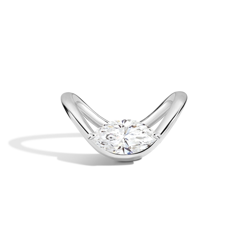 Main Image 1 of Zales x SHAHLA 2 CT. Certified Marquise Lab-Grown Diamond Solitaire Zaha Dip Engagement Ring in Platinum (F/VS2)