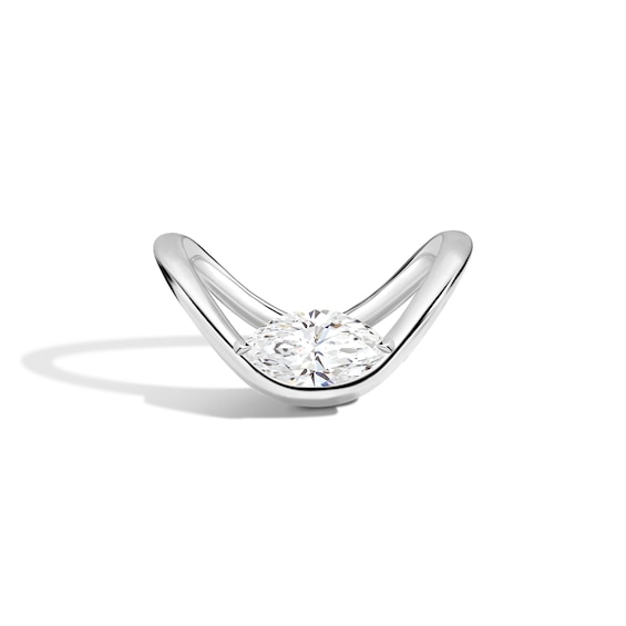Zales x Shahla 1-1/2 CT. Certified Marquise Lab-Grown Diamond Solitaire Zaha Dip Engagement Ring in Platinum (F/Vs2)