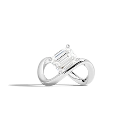 Zales x SHAHLA 2 CT. Certified Emerald Lab-Grown Diamond Solitaire Zaha Infinity Ring in 14K White Gold