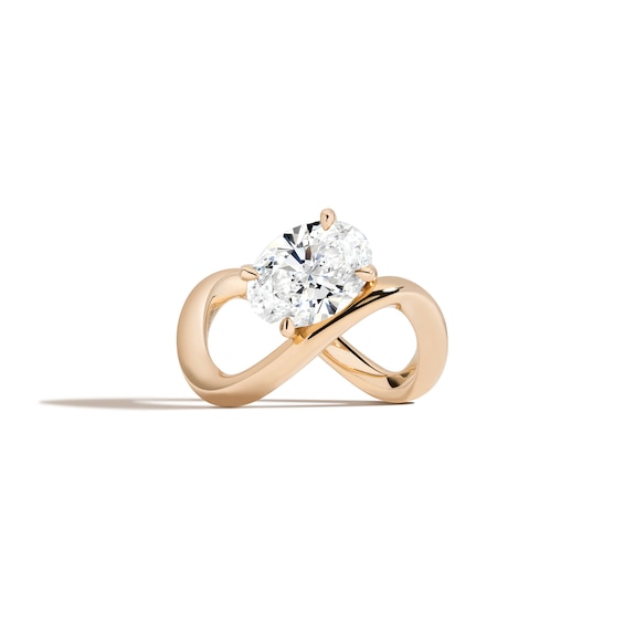 Zales x Shahla 2 CT. Certified Oval Lab-Grown Diamond Solitaire Infinity Ring in 18K Gold (F/Vs2)