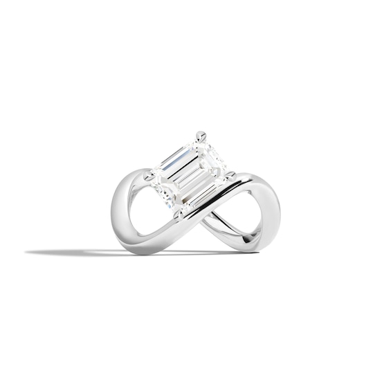 Zales x Shahla 2 CT. Certified Cushion Lab-Grown Diamond Solitaire Zaha Infinity Ring in 14K White Gold