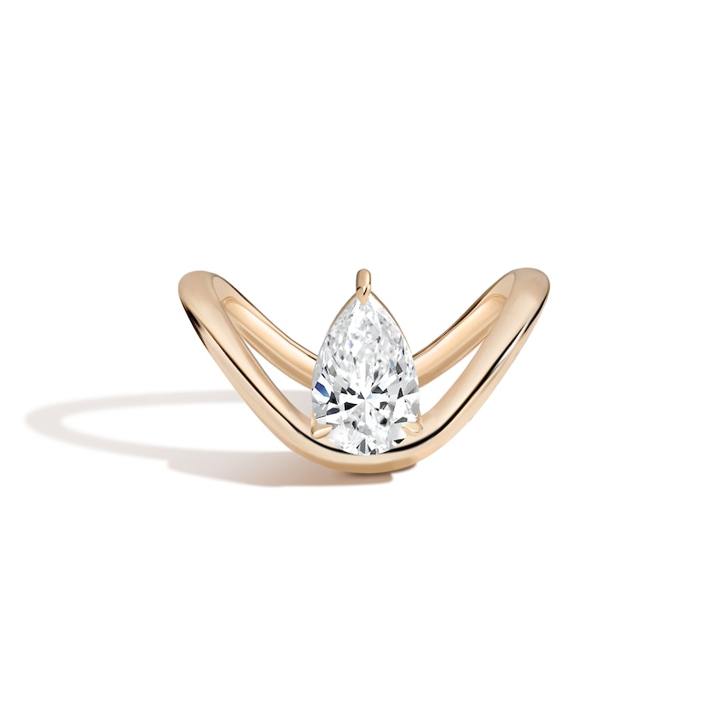 Main Image 1 of Zales x SHAHLA 1-1/2 CT. Certified Pear-Shaped Lab-Grown Diamond Solitaire Dip Engagement Ring in 14K Gold (F/VS2)