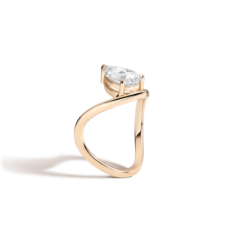 Main Image 2 of Zales x SHAHLA 1-1/2 CT. Certified Pear-Shaped Lab-Grown Diamond Solitaire Dip Engagement Ring in 14K Gold (F/VS2)