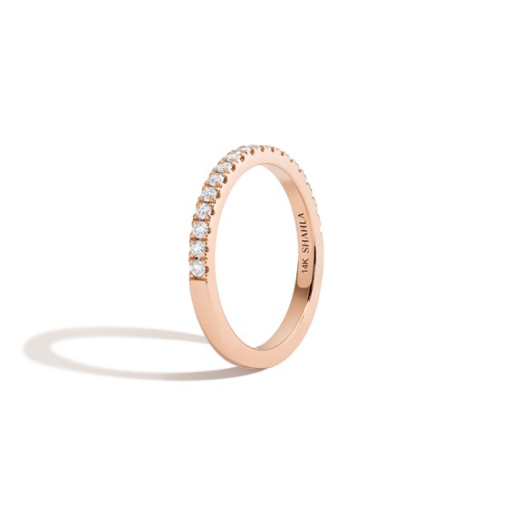 Zales x Shahla 1/4 CT. T.w. Certified Lab-Grown Diamond Zaha PavÃ© Band in 14K Rose Gold (F/Vs2)