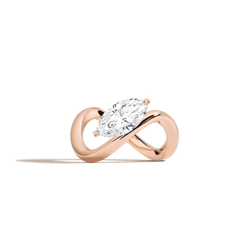 Main Image 1 of Zales x SHAHLA 2 CT. Certified Marquise Lab-Grown Diamond Solitaire Zaha Infinity Ring in 14K Rose Gold