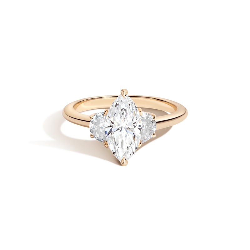 Zales x SHAHLA Certified Marquise Lab-Created Center Diamond 2-1/3 CT. T.W. Arch Three Stone Engagement Ring in 14K Gold