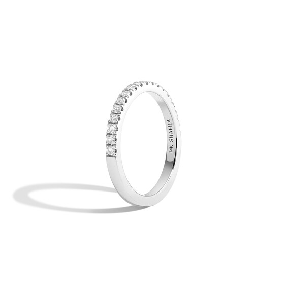 Zales x Shahla 1/4 CT. T.w. Certified Lab-Grown Diamond Zaha PavÃ© Band in 14K White Gold (F/Vs2)