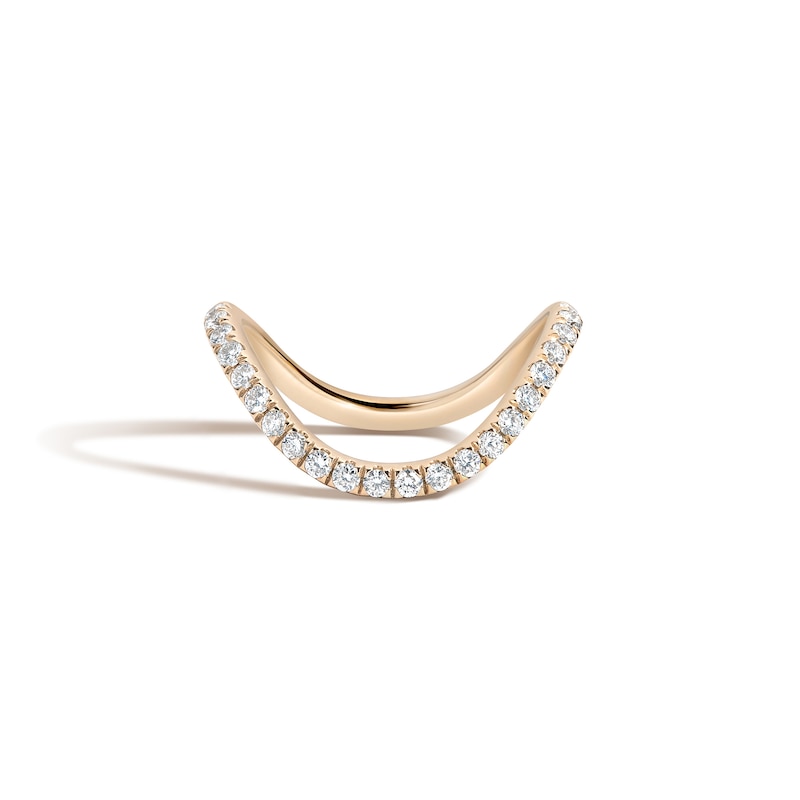 Zales x SHAHLA 1/4 CT. Certified Lab-Created Diamond Pavé Zaha Curve Ring in 14K Gold (F/VS2)