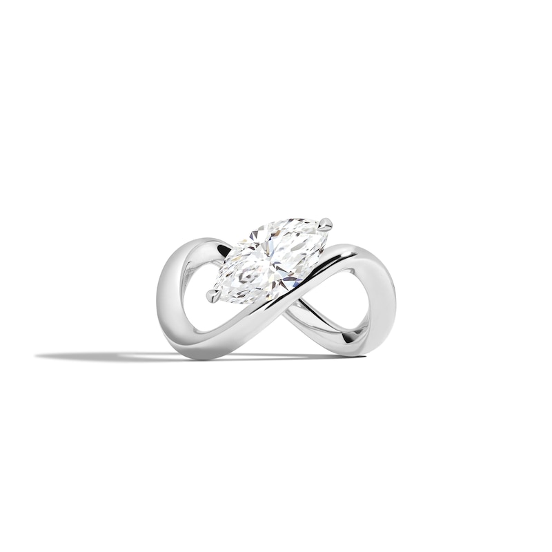 Main Image 1 of Zales x SHAHLA 2 CT. Certified Marquise Lab-Grown Diamond Solitaire Infinity Ring in 14K White Gold