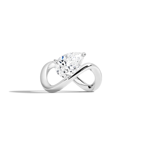 Zales x Shahla 2 CT. Certified Pear-Shaped Lab-Grown Diamond Solitaire Infinity Ring in Platinum (F/Vs2)