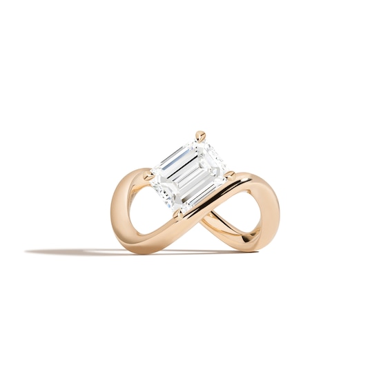 Zales x Shahla 2 CT. Certified Emerald-Cut Lab-Grown Diamond Solitaire Infinity Ring in 18K Gold (F/Vs2)