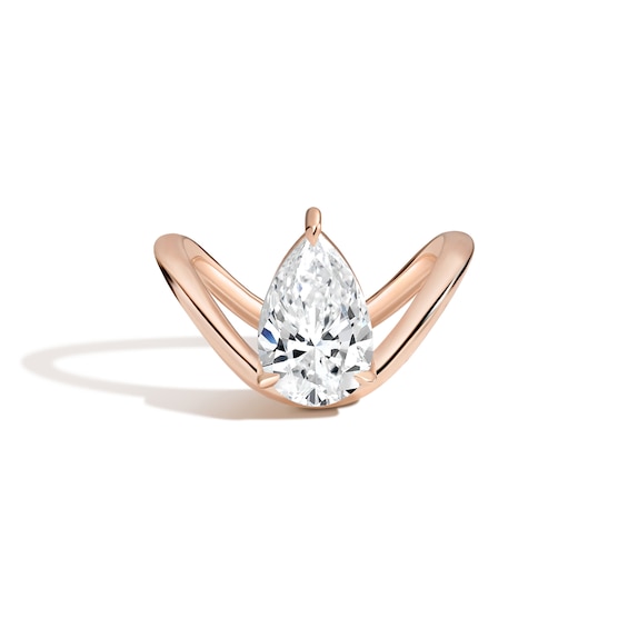 Zales x Shahla 3 CT. Certified Pear-Shaped Lab-Grown Diamond Solitaire Dip Engagement Ring in 14K Rose Gold (F/Vs2)