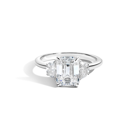 Zales x Shahla Certified Emerald Lab-Grown Center Diamond 2-1/3 CT. T.w. Arch Three Stone Engagement Ring in Platinum