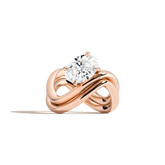 Zales x Shahla 2 CT. Certified Oval Lab-Grown Diamond Solitaire Infinity Ring in 14K Rose Gold (F/Vs2)
