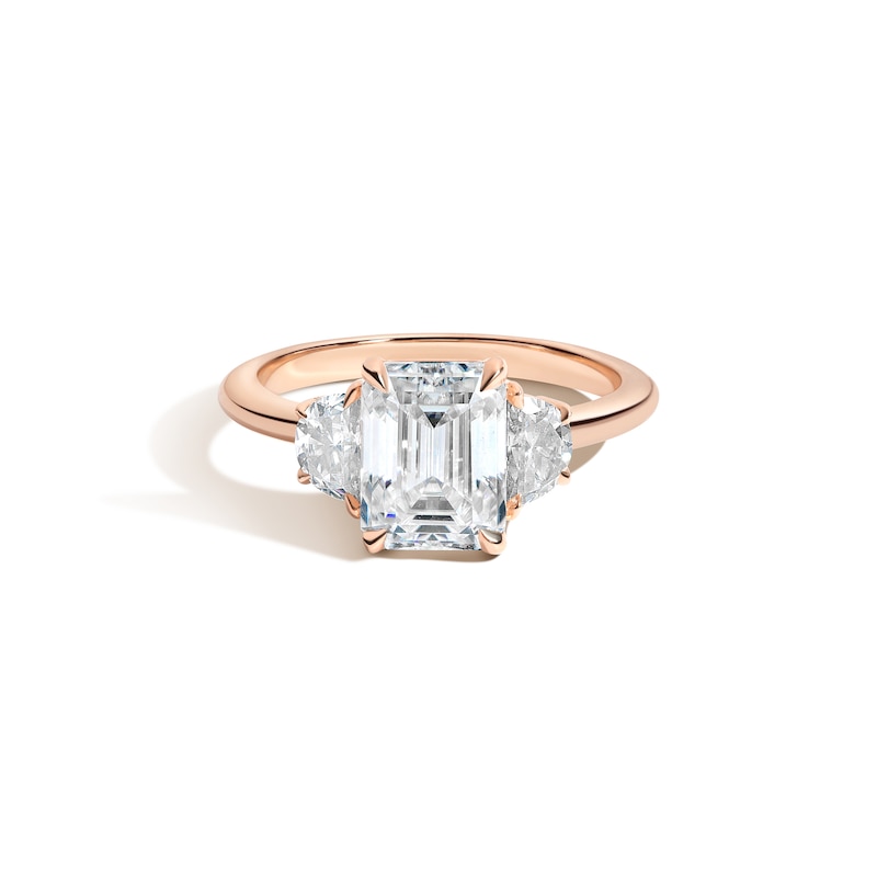 Main Image 1 of Zales x SHAHLA Certified Lab-Grown Center Diamond 2-1/3 CT. T.W. Arch Three Stone Engagement Ring in 14K Rose Gold