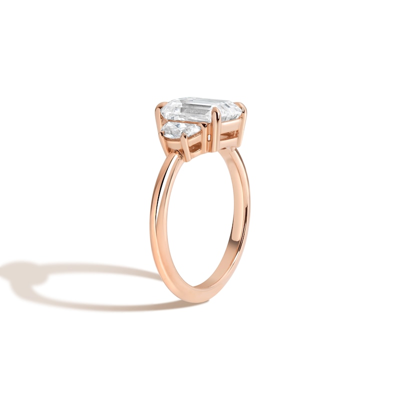 Main Image 2 of Zales x SHAHLA Certified Lab-Grown Center Diamond 2-1/3 CT. T.W. Arch Three Stone Engagement Ring in 14K Rose Gold