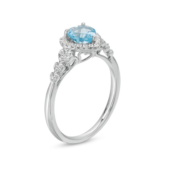Heart-Shaped Swiss Blue Topaz and White Lab-Created Sapphire Pendant, Ring and Stud Earrings Set in Sterling Silver