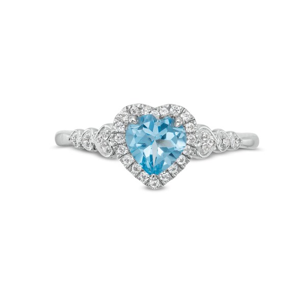 Heart-Shaped Swiss Blue Topaz and White Lab-Created Sapphire Pendant, Ring and Stud Earrings Set in Sterling Silver