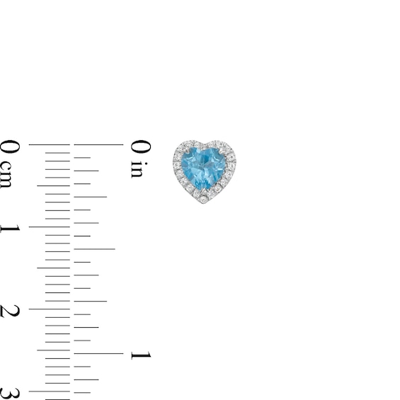Heart-Shaped Swiss Blue Topaz and White Lab-Created Sapphire Pendant, Ring and Stud Earrings Set in Sterling Silver