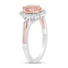 Thumbnail Image 1 of Enchanted Disney Aurora Oval Morganite and 1/5 CT. T.W. Diamond Sunburst Frame Ring in Sterling Silver and Rose Gold