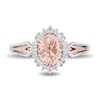 Thumbnail Image 4 of Enchanted Disney Aurora Oval Morganite and 1/5 CT. T.W. Diamond Sunburst Frame Ring in Sterling Silver and Rose Gold