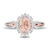 Thumbnail Image 3 of Enchanted Disney Aurora Oval Morganite and 1/5 CT. T.W. Diamond Sunburst Frame Ring in Sterling Silver and Rose Gold