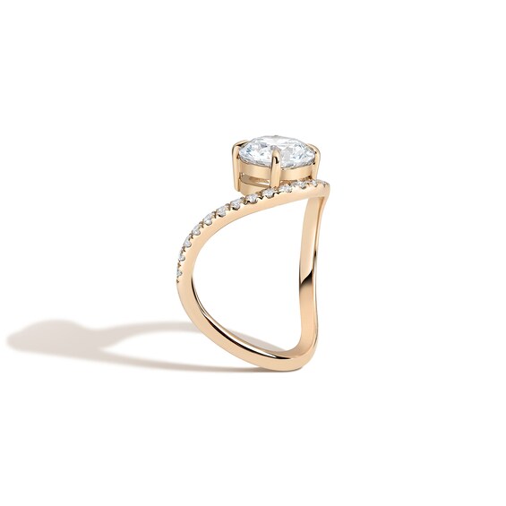 Zales x Shahla 2-1/3 CT. T.w. Certified Lab-Grown Diamond Zaha Dip PavÃ© Engagement Ring in 14K Gold (F/Vs2)