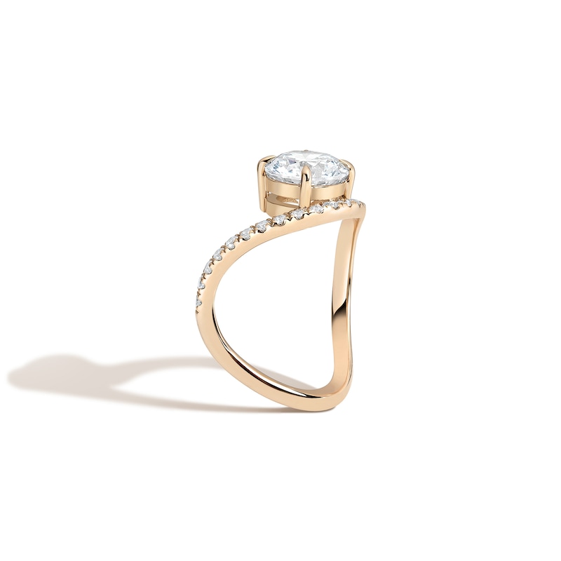 Zales x SHAHLA 2-1/3 CT. T.W. Certified Lab-Created Diamond Zaha Dip Pavé Engagement Ring in 14K Gold (F/VS2)