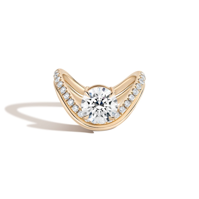 Zales x SHAHLA 2-1/3 CT. T.W. Certified Lab-Created Diamond Zaha Dip Pavé Engagement Ring in 14K Gold (F/VS2)