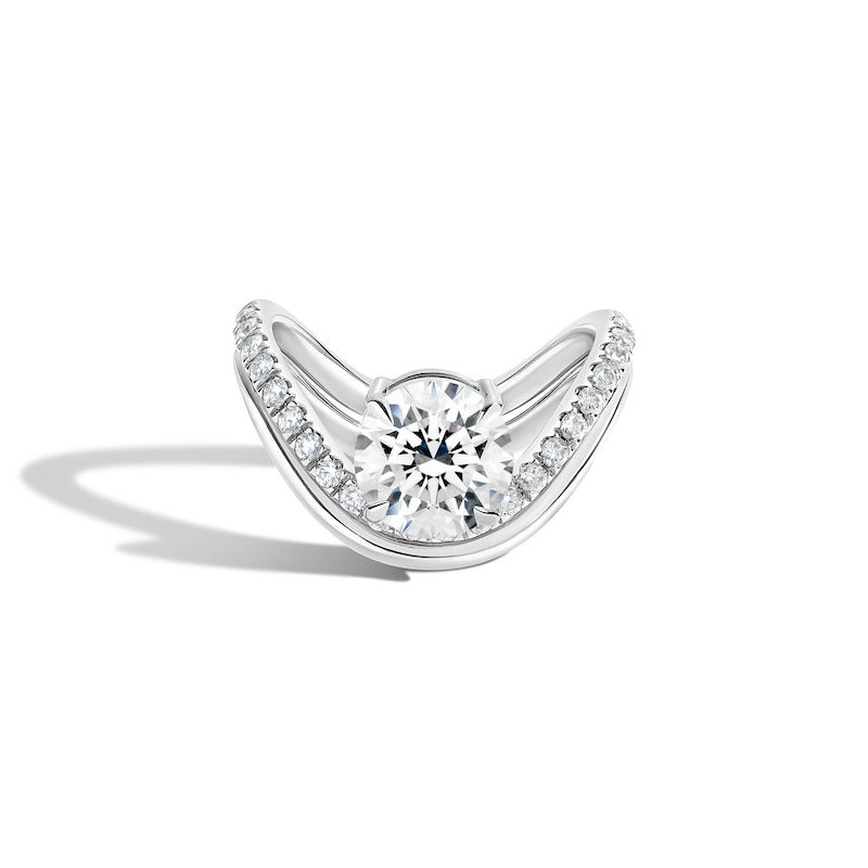 Main Image 3 of Zales x SHAHLA 2-1/3 CT. T.W. Certified Lab-Grown Diamond Zaha Dip Pavé Engagement Ring in 14K White Gold (F/VS2)