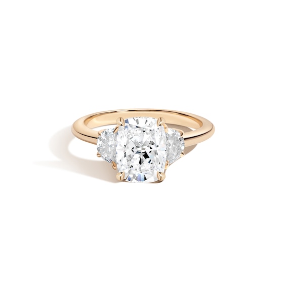 Zales x Shahla Certified Cushion Lab-Grown Center Diamond 2-1/3 CT. T.w. Arch Three Stone Engagement Ring in 14K Gold