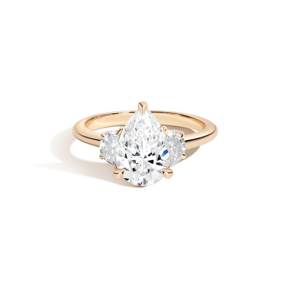 Zales x Shahla Certified Pear Lab-Grown Center Diamond 2-1/3 CT. T.w. Arch Three Stone Engagement Ring in 18K Gold